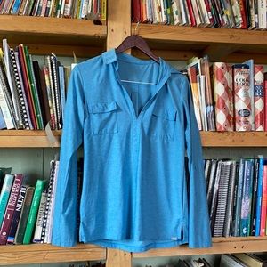 Sky Blue Eddie Bauer long sleeve v neck collar